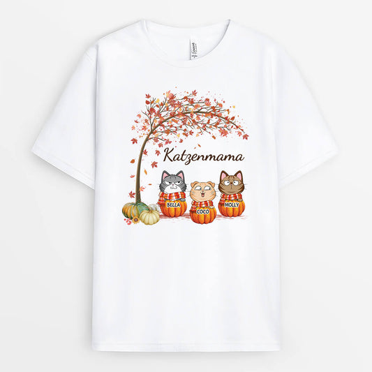 2738AGE1 katzenmama  personalisiertes t shirt mit herbstmotiven fur katzenliebhaber