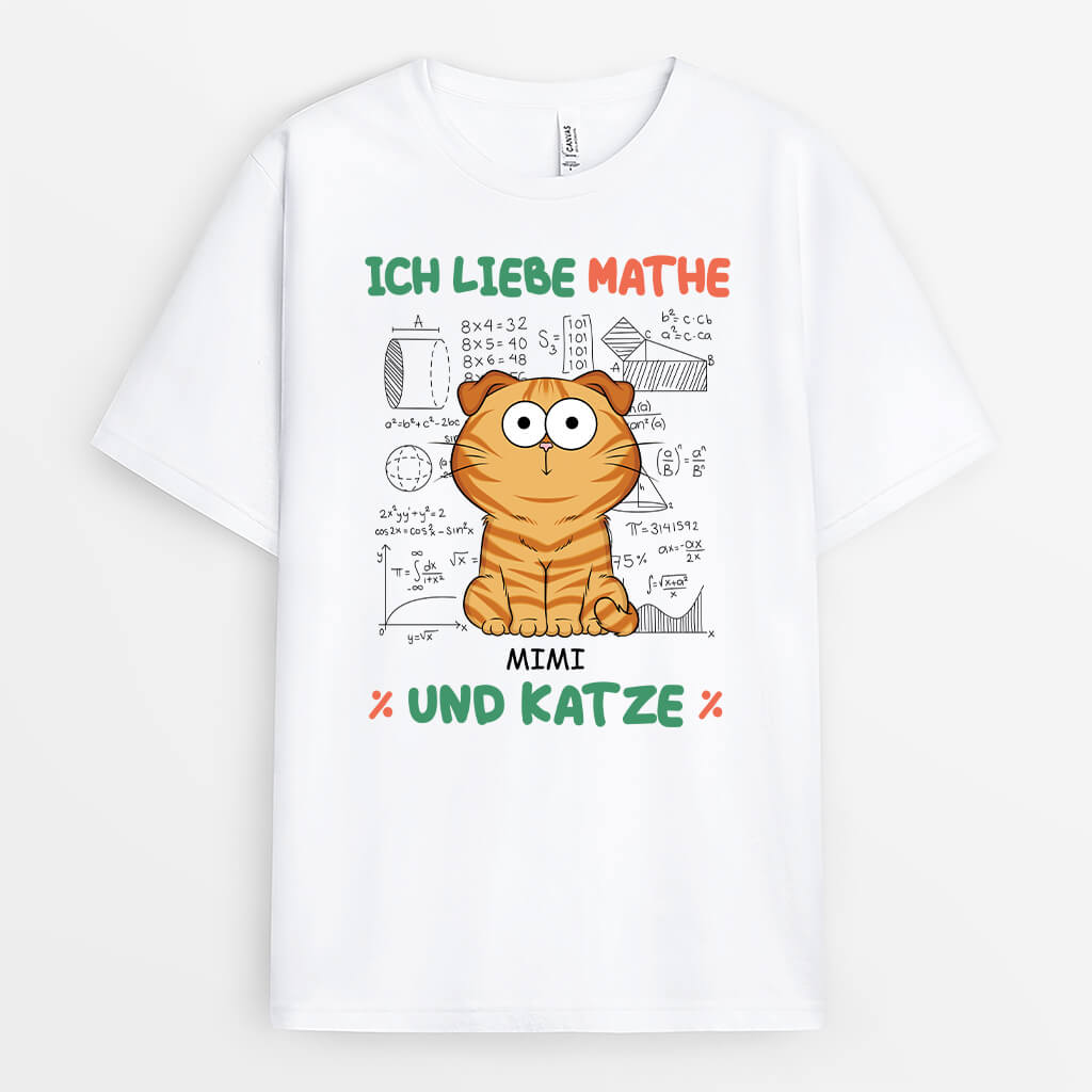 2746AGE1 ich liebe mathe und katzen  personalisiertes t shirt fur katzenliebhaber