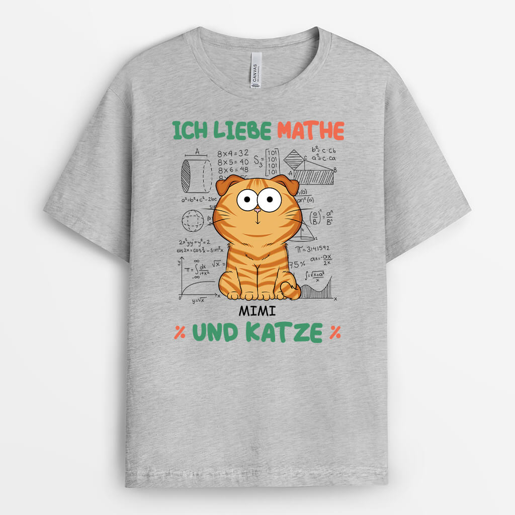 2746AGE2 ich liebe mathe und katzen  personalisiertes t shirt fur katzenliebhaber