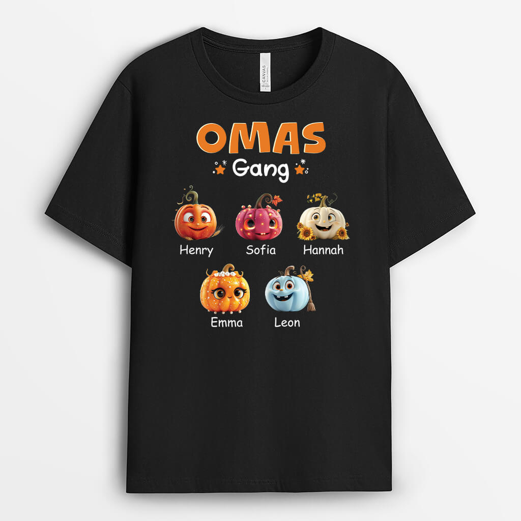 2762AGE1 mamas omas bande kurbisse  personalisiertes t shirt mit herbstmotiven fur frauen