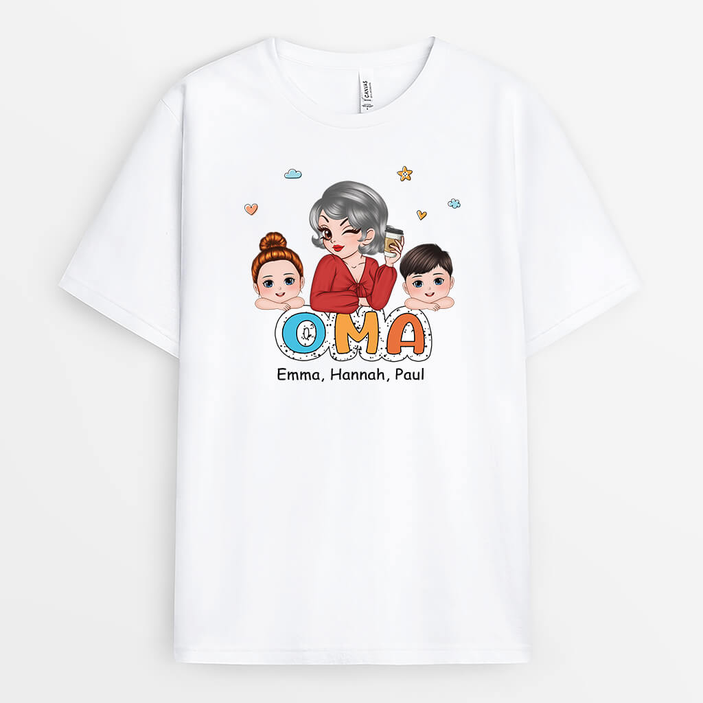 2774AGE1 oma und enkelkinder  personalisiertes t shirt fur omas