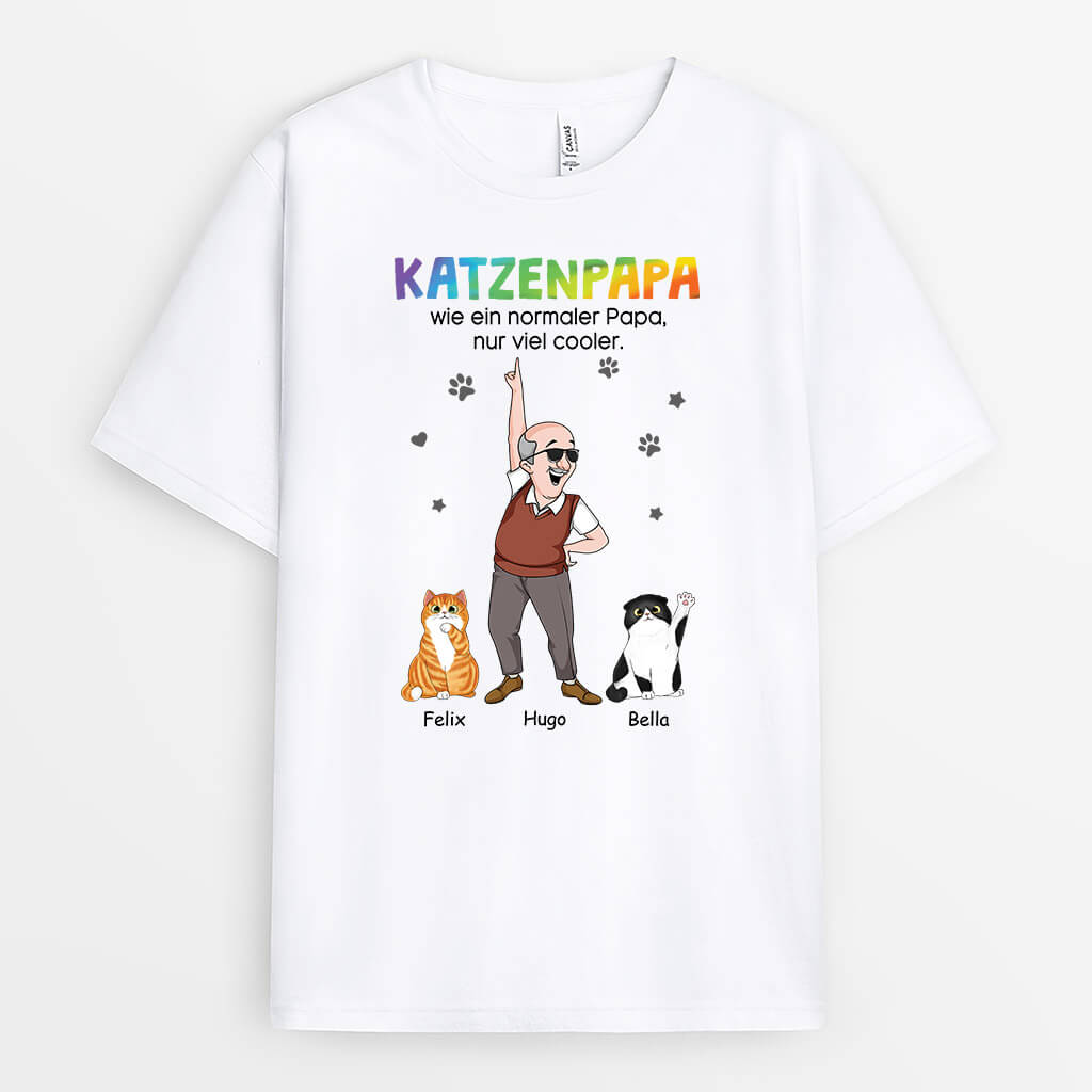 2778AGE1 katzenpapa wie ein normaler papa nur cooler  personalisiertes t shirt fur katzenliebhaber