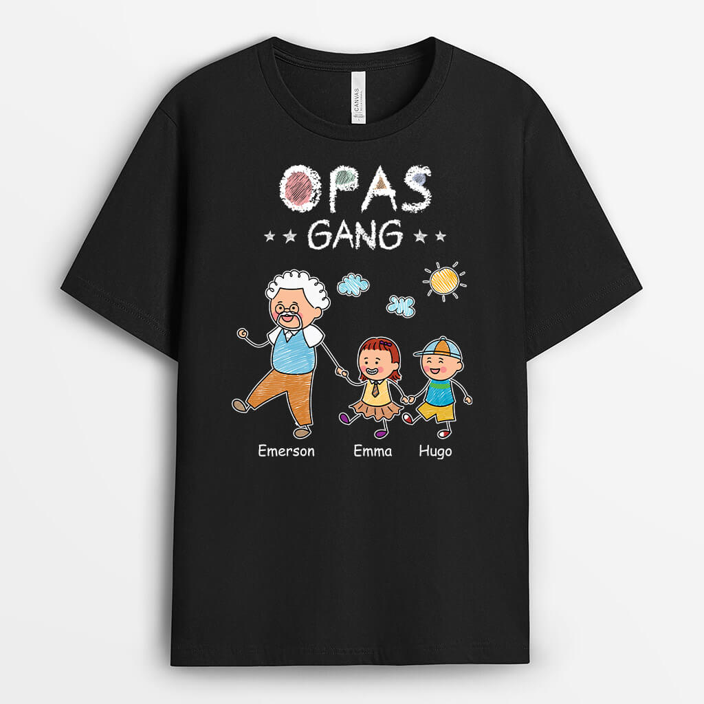 2793AGE1 opas papas bande  personalisiertes schwarzes t shirt fur manner