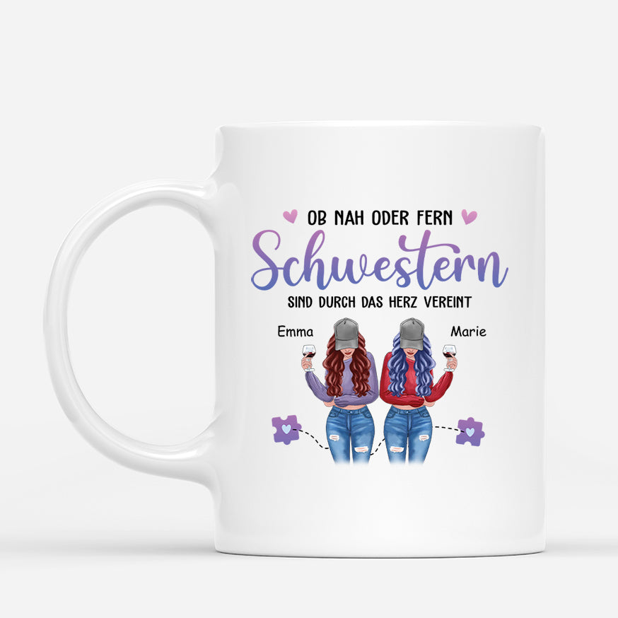 2822MGE1 ob nah oder fern schwestern sind durch das herz vereint  personalisiertes tasse fur schwestern beste freundinnen_debade31 e324 471b aa7d 833f17c9ccb9