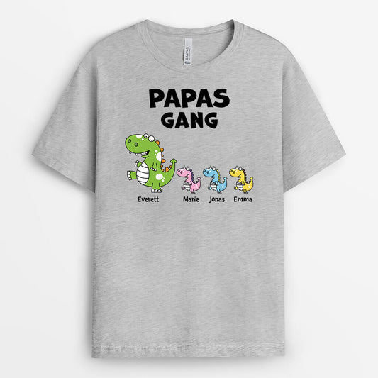 2837AGE1 papas bande dinosaurier  personalisiertes t shirt fur papas