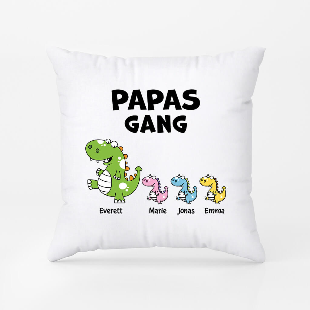 2837PGE1 papas bande dinosaurier  personalisiertes kissen fur papas