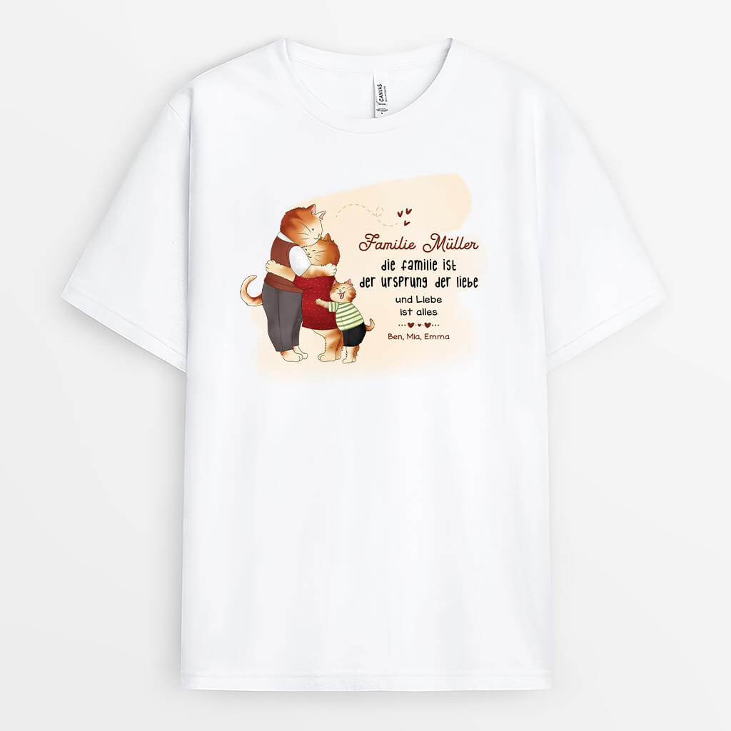 2850AGE1 die familie ist der ursprung der liebe und liebe ist alles  personalisiertes t shirt fur die familie