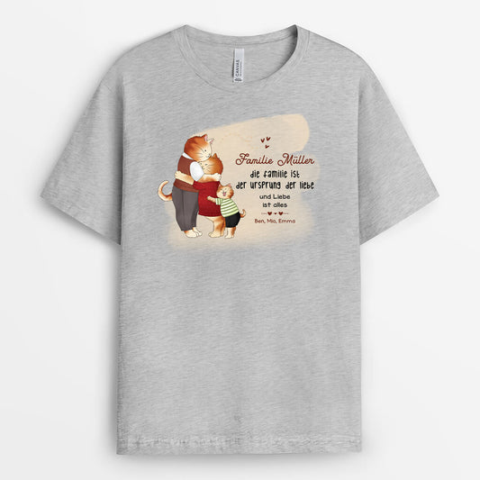 2850AGE2 die familie ist der ursprung der liebe und liebe ist alles  personalisiertes t shirt fur die familie