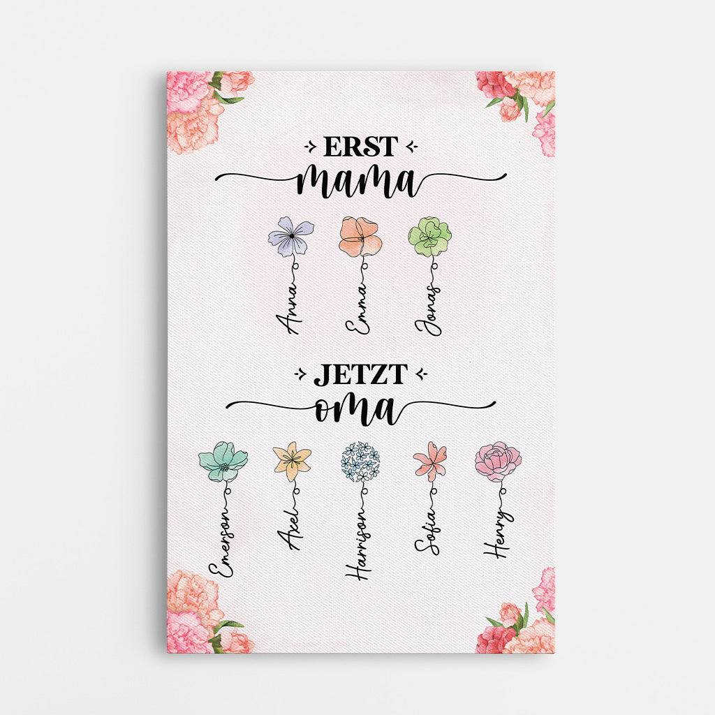 2851CGE1 zuerst mama jetzt oma blumen personalisierte leinwand fur mama 2851C5I5A