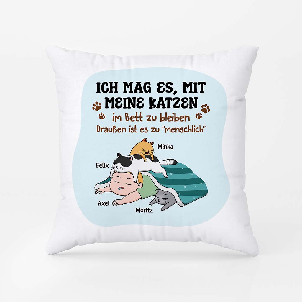 2881PGE2 ich mag es mit meinen katzen im bett zu bleiben  personalisiertes kissen fur katzenliebhaber