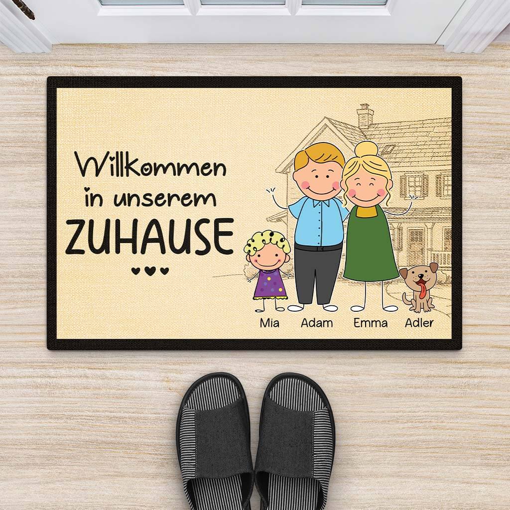 2893DGE2 willkommen in unserem zuhause  personalisierte fussmatte fur die familie