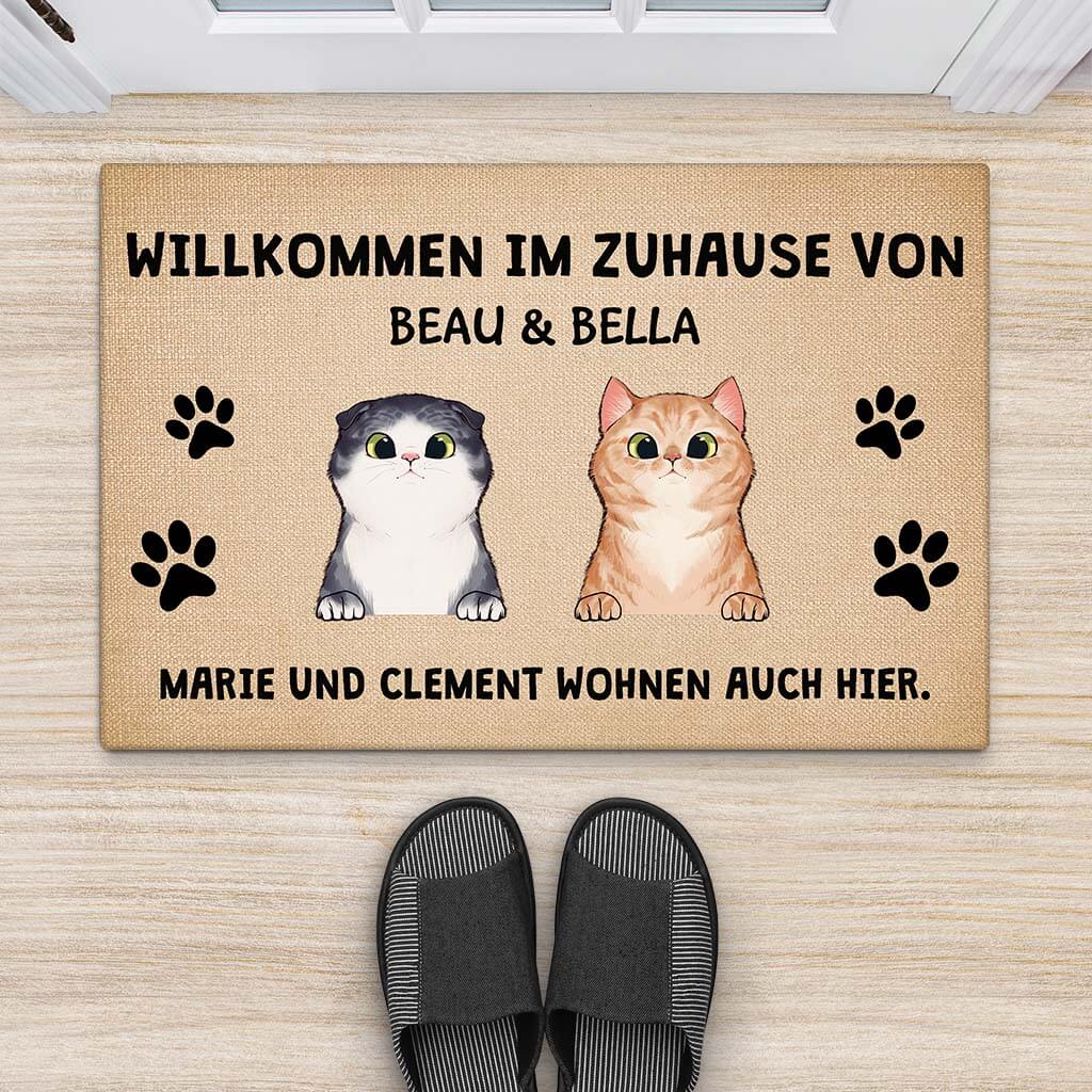 2910DGE2 willkommen in unserem zuhause von  personalisierte fussmatte fur katzenliebhaber