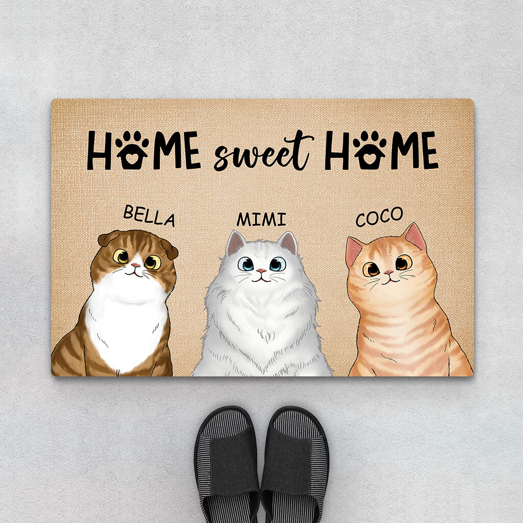 2916DGE1 home sweet home  personalisierte fussmatte fur katzenbeliebhaber