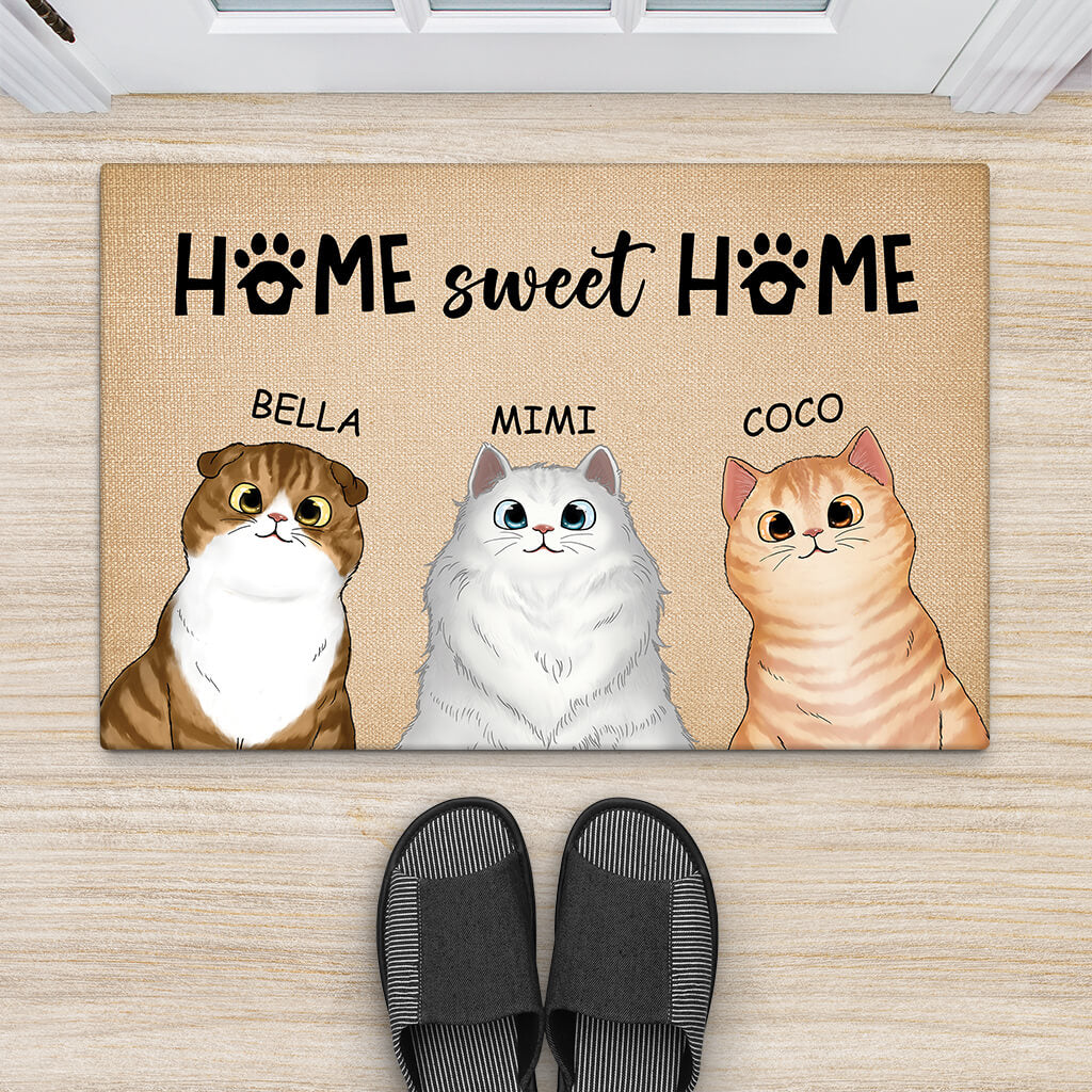 2916DGE2 home sweet home  personalisierte fussmatte fur katzenbeliebhaber