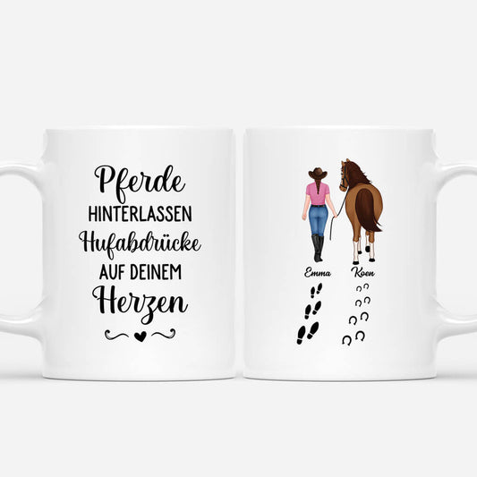 2938MGE1 pferde hinterlassen hufabdrucke auf deinem herzen  personalisierte tasse fur pferdeliebhaber