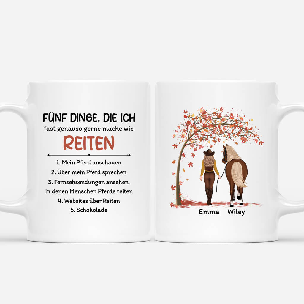 2950MGE1 funf dinge die ich fast genauso gerne mache wie reiten  personalisierte tasse fur pferdeliebhaber