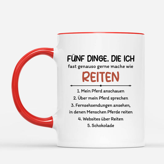 2950MGE2 funf dinge die ich fast genauso gerne mache wie reiten  personalisierte tasse fur pferdeliebhaber