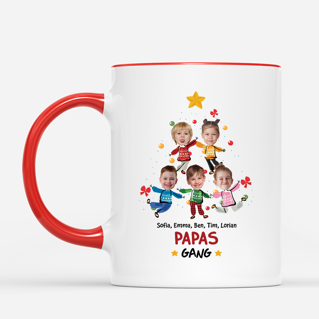 Omas Bande Und Weihnachtsbaum - Personalisierte Tasse mit Gesicht für