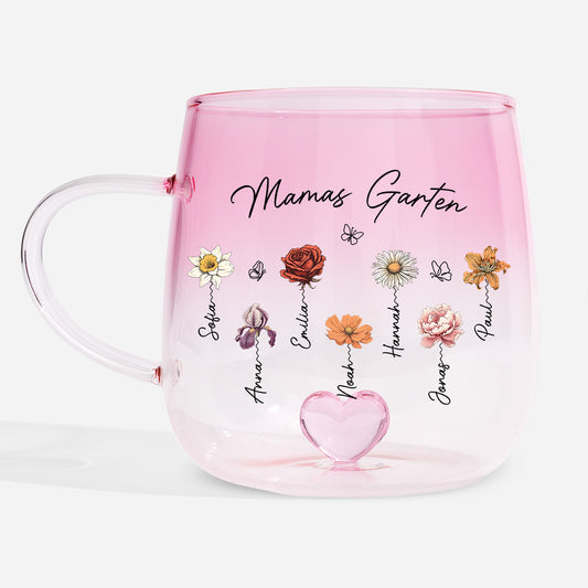 2966AGE1 mamas garten personalisierte glastasse mit farbverlauf mama oma schmetterlinge lineart 2966am8v5a_1