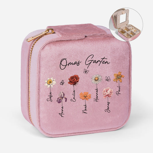 2966AGE1 omas garten personalisiertes geschenk  schmuckkastchen samt oma mama schmetterlinge lineart 2966aj8q5a