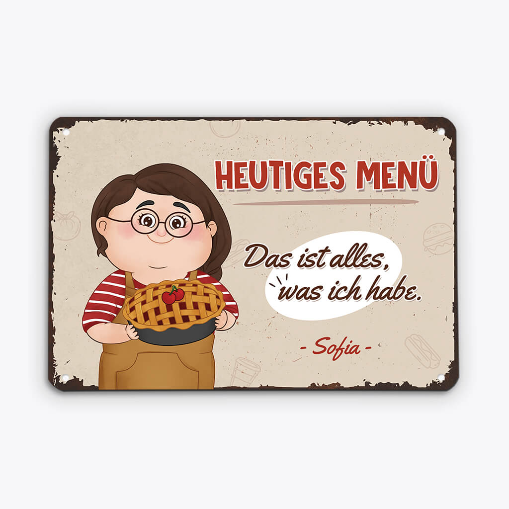 2972EGE2 heutiges menu  personalisiertes turschild mit gesicht fur omas