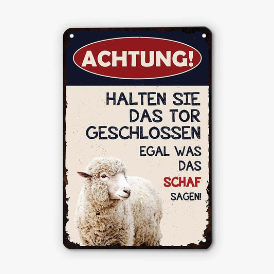 2973EGE2 halten sie das tor geschlossen  personalisiertes turschild mit huhnern