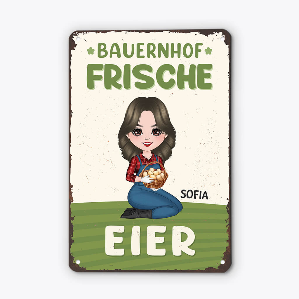 2974EGE2 bauernhof frische eier  personalisiertes turschild fur omas