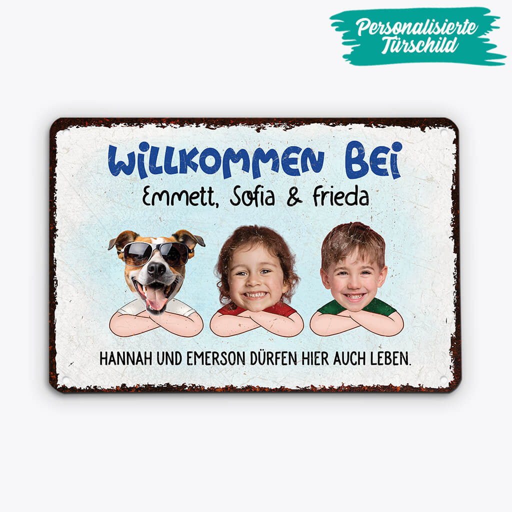 3003EGE2 willkommen bei  personalisiertes turschild fur die familie mit gesicht