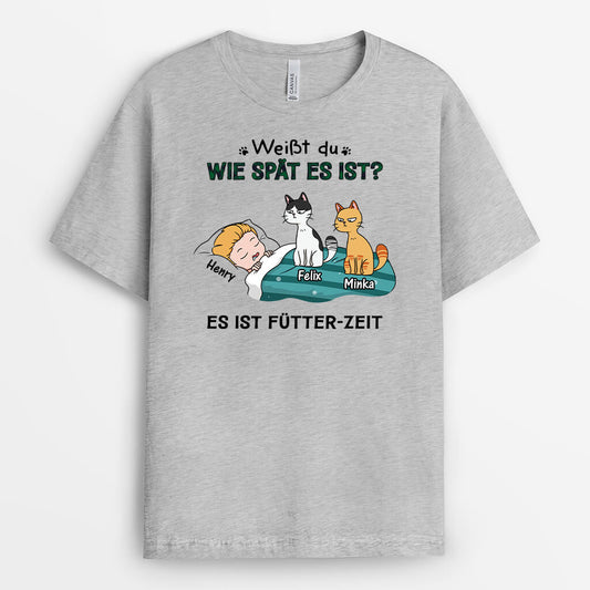 3009AGE2 weisst du wie spat es ist  personalisiertes t shirt fur katzenliebhaber