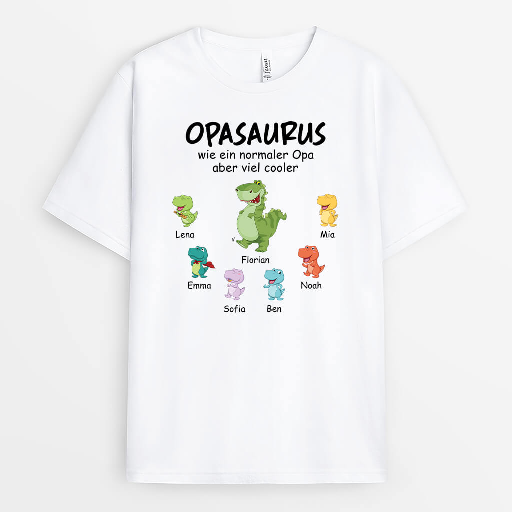 3033AGE1 papasaurus opasaurus  personalisiertes t shirt fur manner