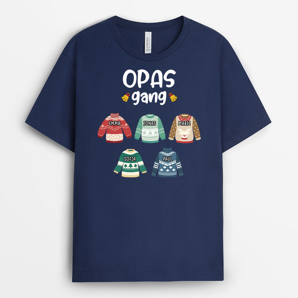 3037AGE2 opas papas bande  personalisiertes t shirt fur manner zu weihnachten