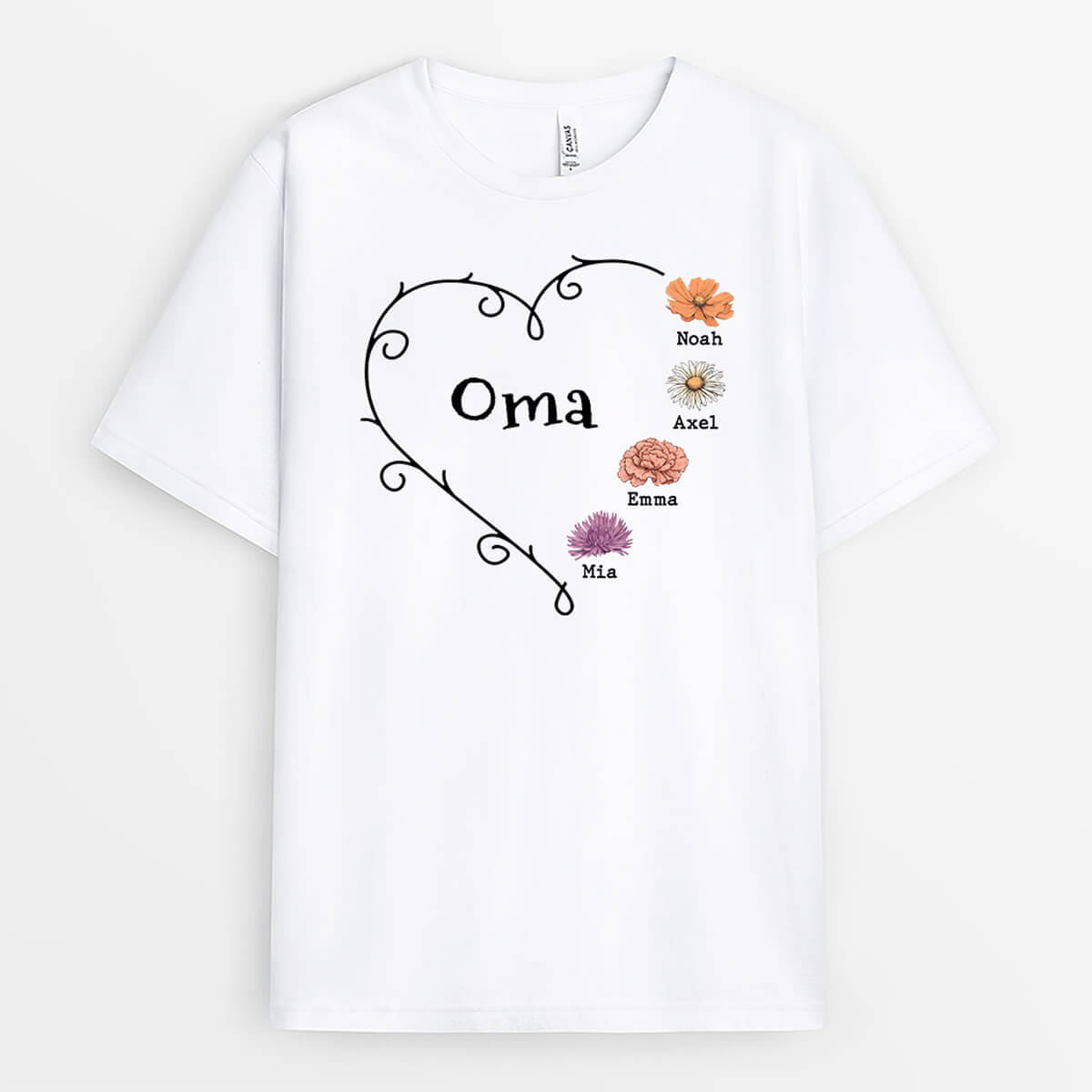 3043AGE1 oma im retro blumenstil  personalisiertes t shirt fur omas