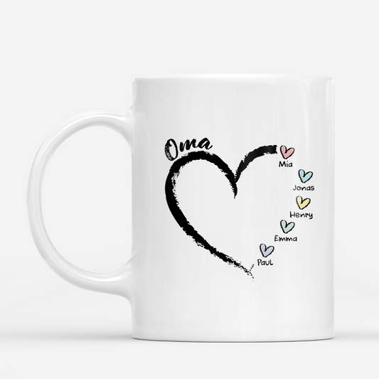 3044MGE1 oma und enkelkinder herzen buntstifte mama  oma tasse personalisiert 3044m8m5a