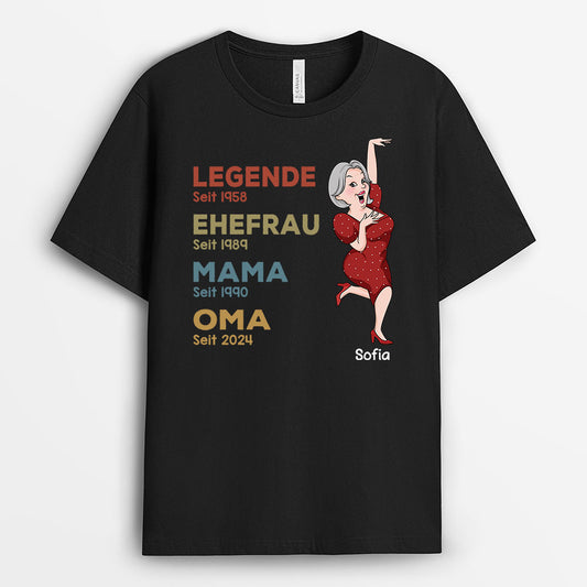 3046AGE1 legende ehefrau mama und oma seit  personalisiertes t shirt fur damen