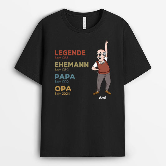 3046AGE1 legende ehemann papa und opa seit  personalisiertes t shirt fur manner