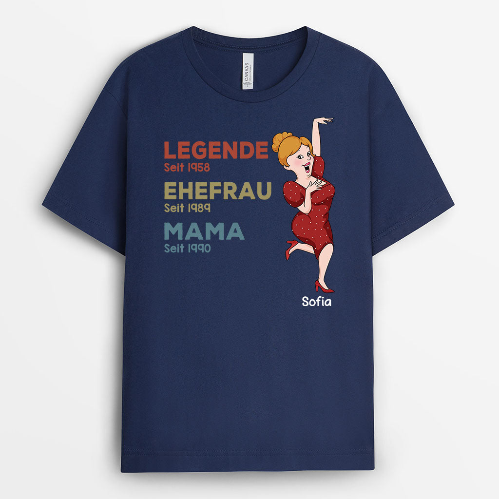 3046AGE2 legende ehefrau mama und oma seit  personalisiertes t shirt fur damen