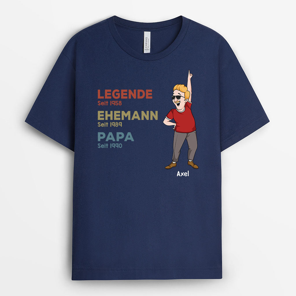 3046AGE2 legende ehemann papa und opa seit  personalisiertes t shirt fur manner