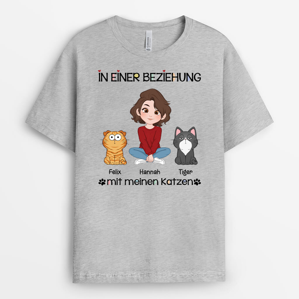 3062AGE2 in einer beziehung mit meinen katzen  personalisiertes t shirt fur katzenliebhaber