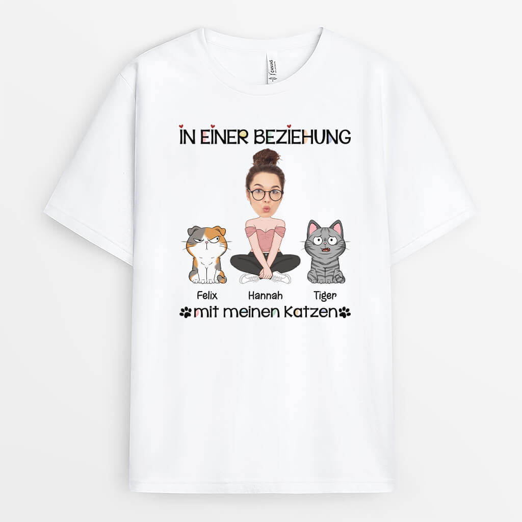 3062AGE3 in einer beziehung mit meinen katzen  personalisiertes t shirt fur katzenliebhaber