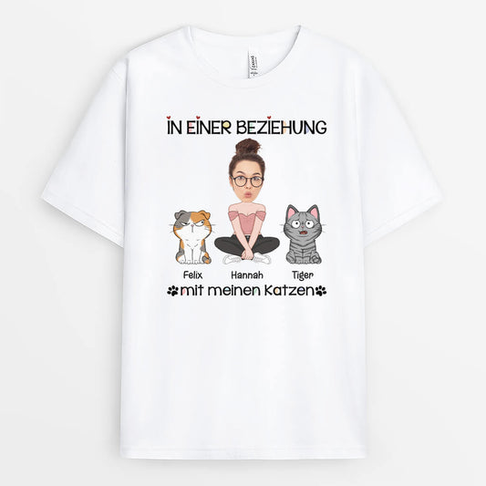 3062AGE3 in einer beziehung mit meinen katzen  personalisiertes t shirt fur katzenliebhaber