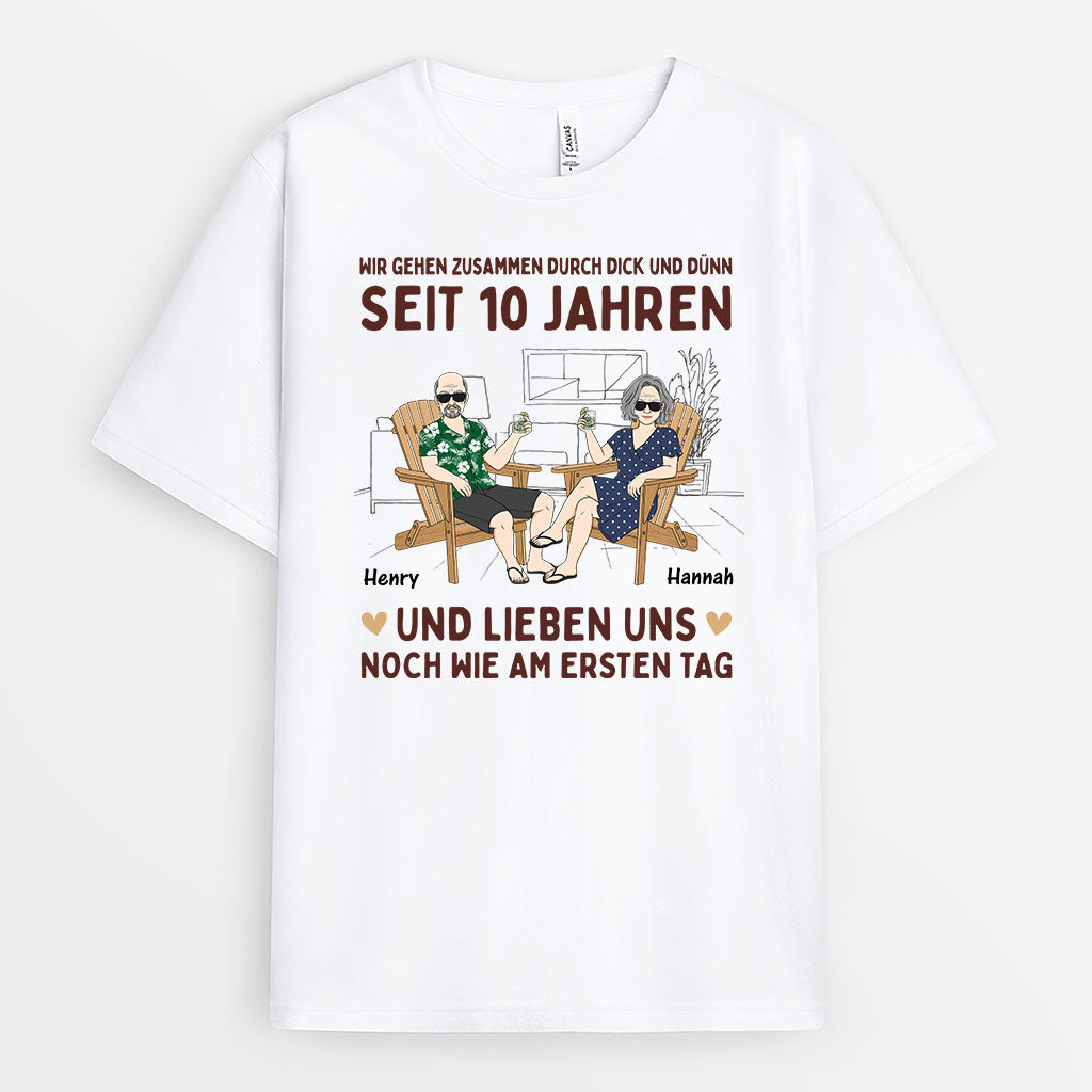 3065AGE1 wir haben schon dick und dunn miteinander durchgestanden  personalisiertes t shirt fur paare