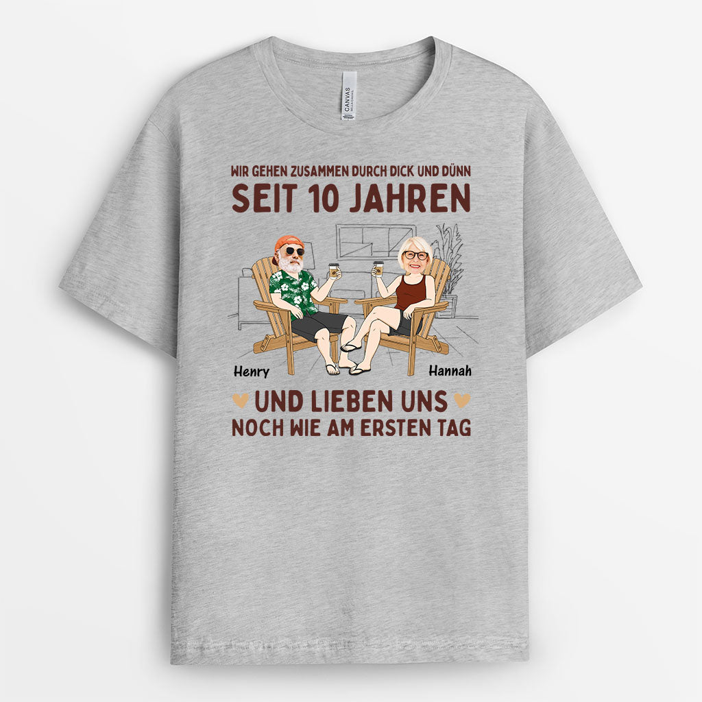 3065AGE2 wir haben schon dick und dunn miteinander durchgestanden  personalisiertes t shirt fur paare