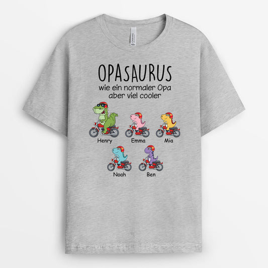 3067AGE2 opasaurus papasaurus wie ein normaler opa papa aber viel cooler  personalisiertes t shirt fur manner