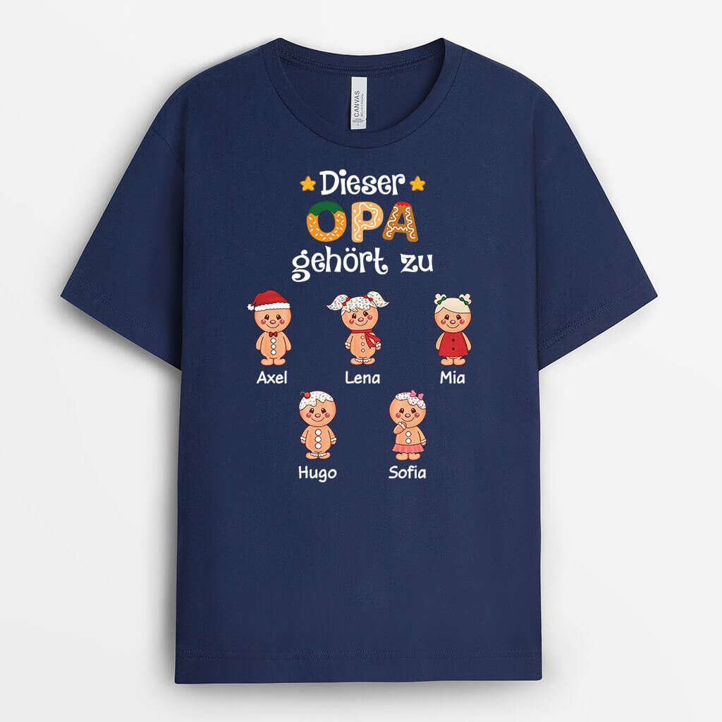 3068AGE1 dieser opa gehort zu lebkuchenmann  personalisiertes t shirt fur opas zu weihnachten