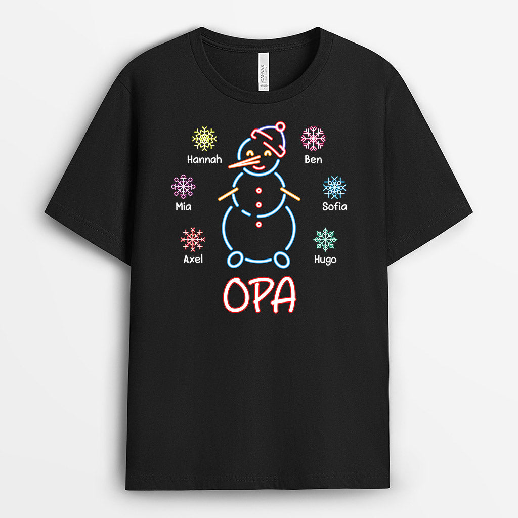 3103AGE1 opas papa schneemann  personalisiertes t shirt fur manner zu weihnachten