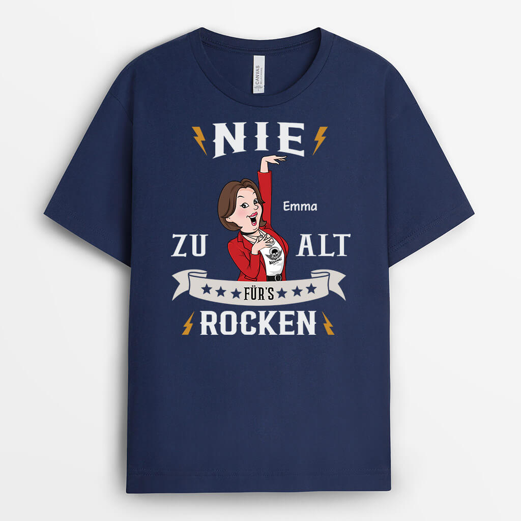 3115AGE2 nie zu alt furs rocken  personalisiertes t shirt fur madchen