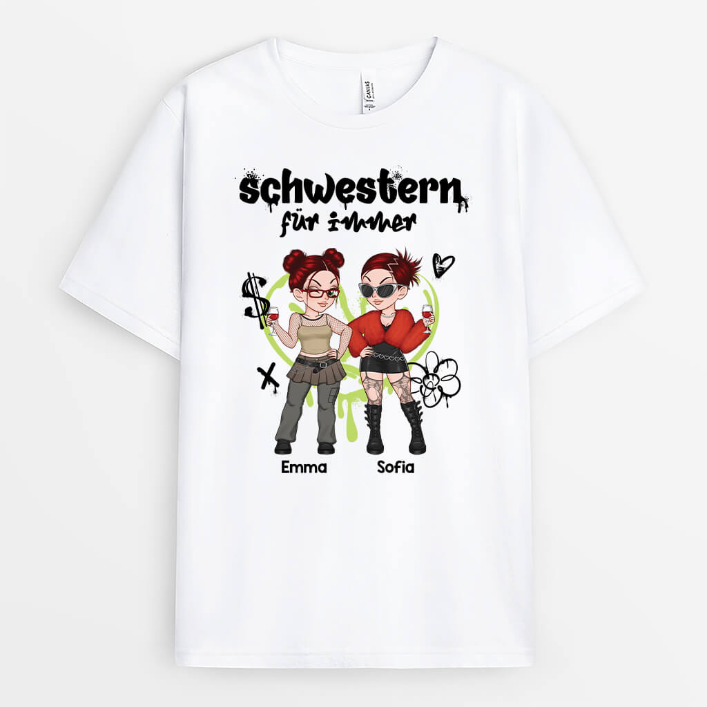 3118AGE1 besties schwestern fur immer  personalisiertes t shirt fur beste freundinnen schwestern