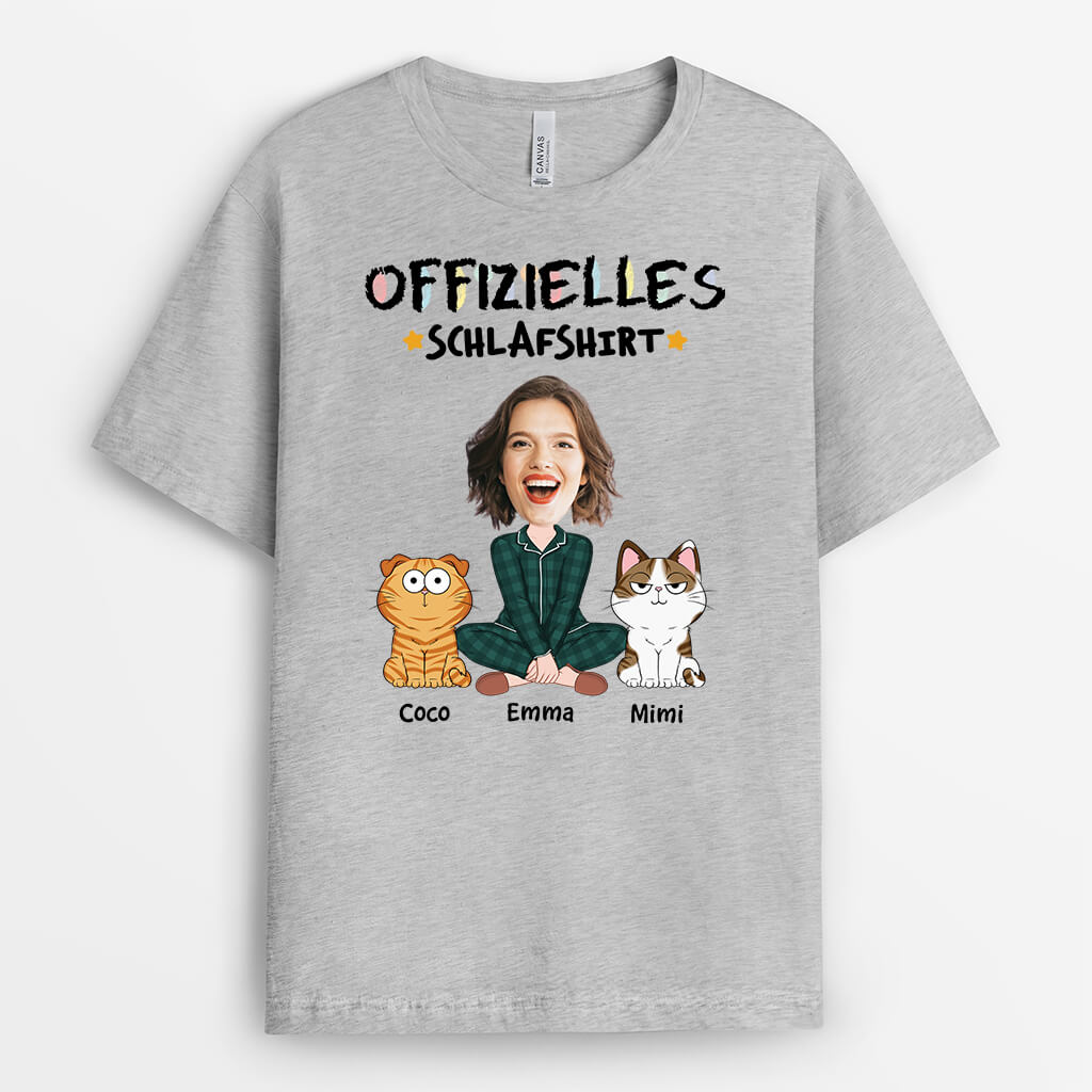 3136AGE2 offizielles schlafshirt  personalisiertes t shirt mit foto fur katzenliebhaber