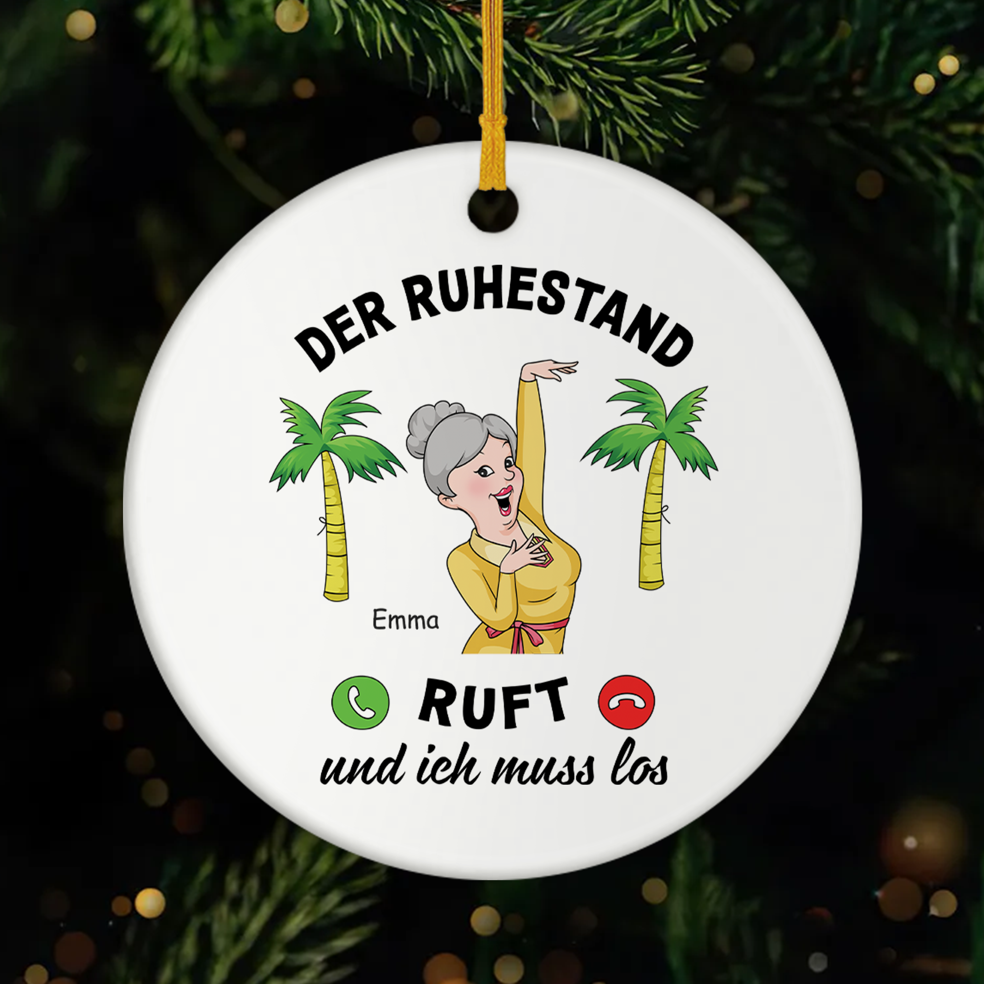 3138OGE1 der ruhestand ruft ich muss los personalisierte keramik ornamente rente frauen manner 3138O