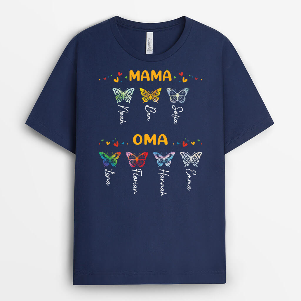 3156AGE1 mama oma schmetterlinge  personalisiertes t shirt fur damen